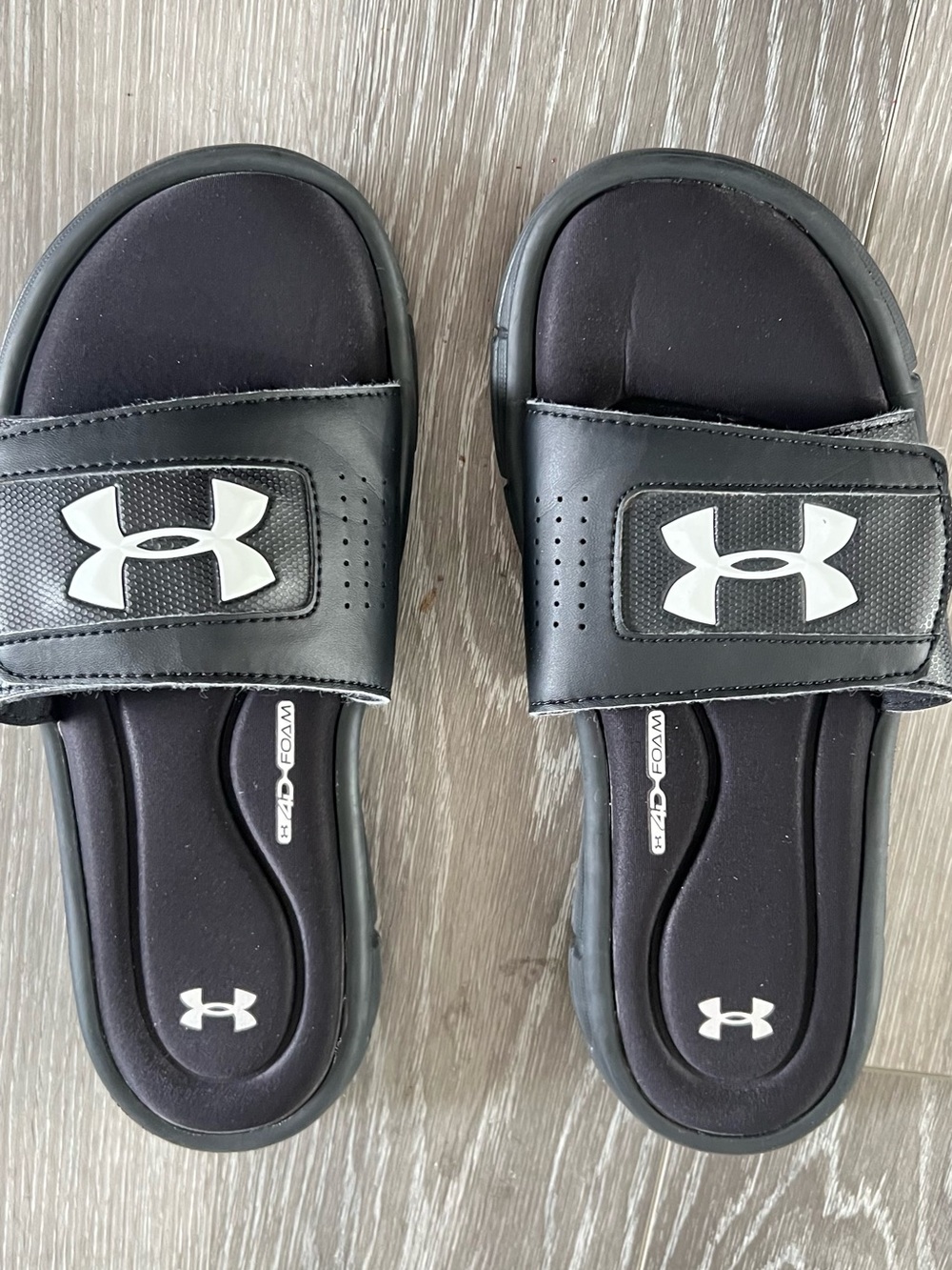 Under Armour Black Slide Sandals with White Logo